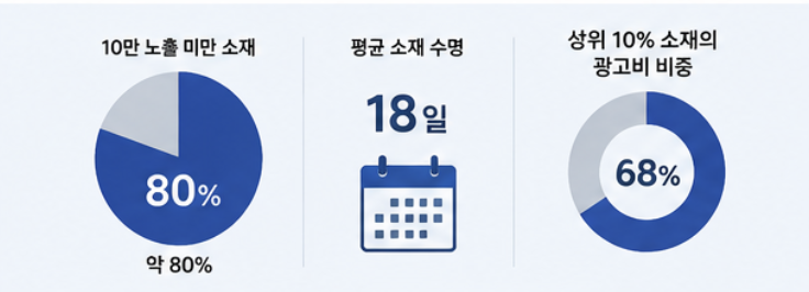 Meta 광고 소재 분석 데이터: 80%, 18일, 68%